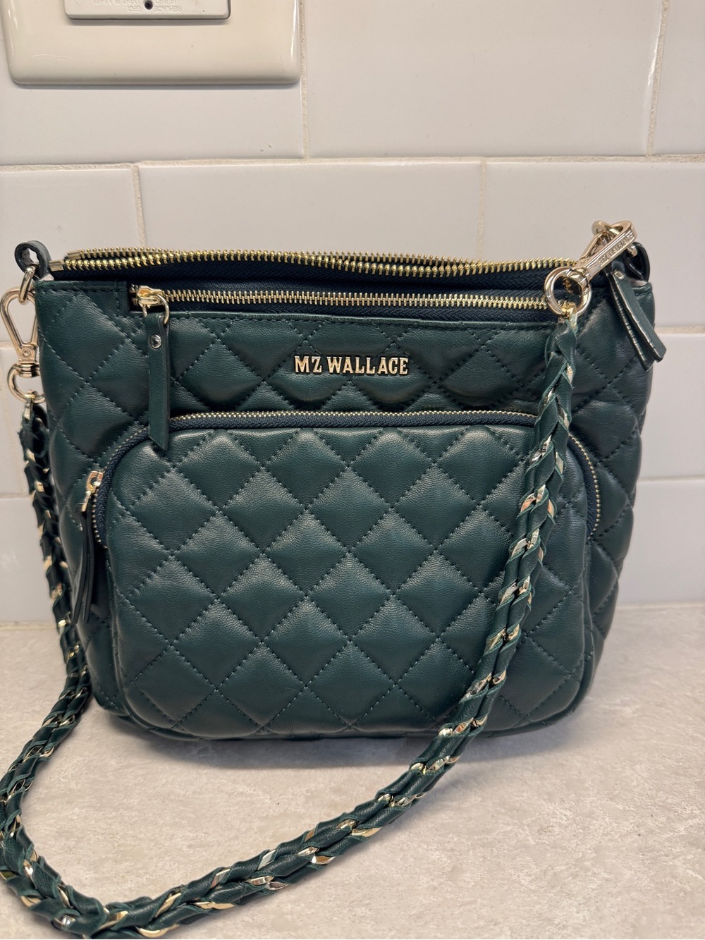 MZ Wallace Leather Metro Scout Bag in Emerald Green